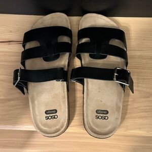 ASOS Black Slide Sandals with Straps